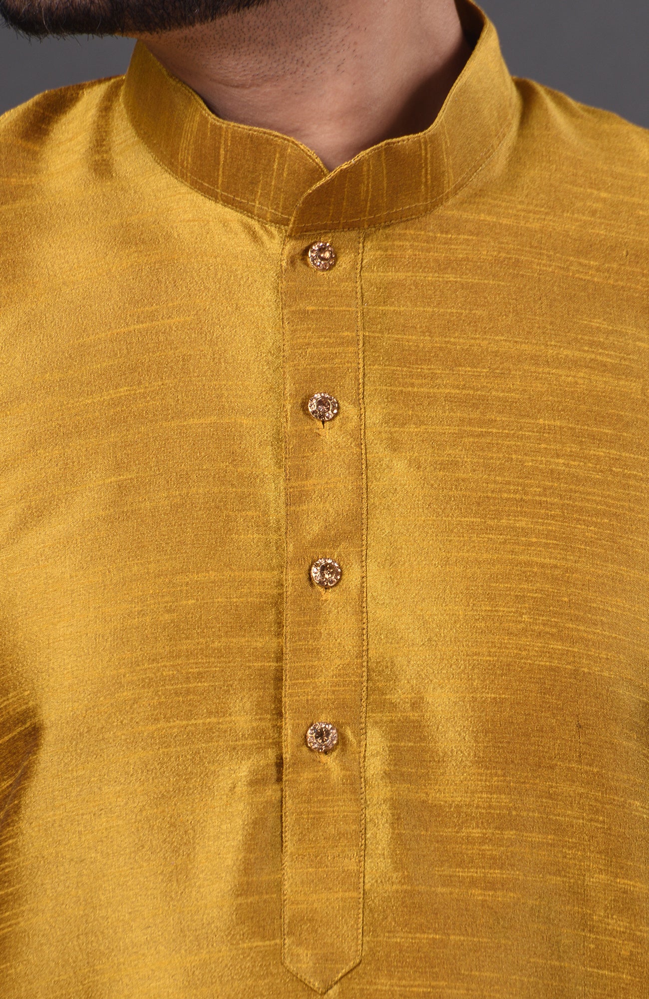 HAMSAFAR Men’s Golden Dupion Silk Kurta