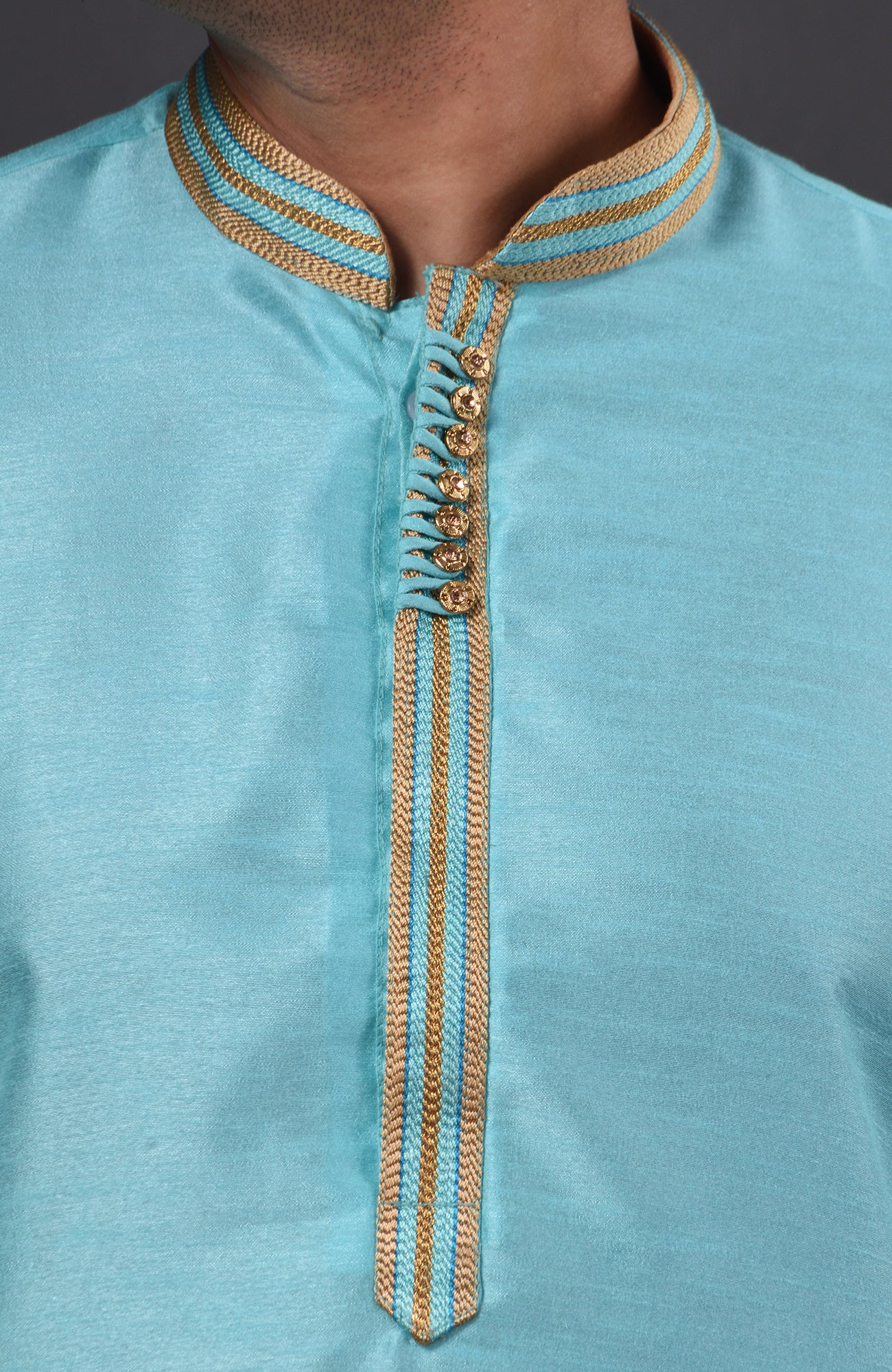 HAMSAFAR Men’s Sky Blue Silk Casual Kurta