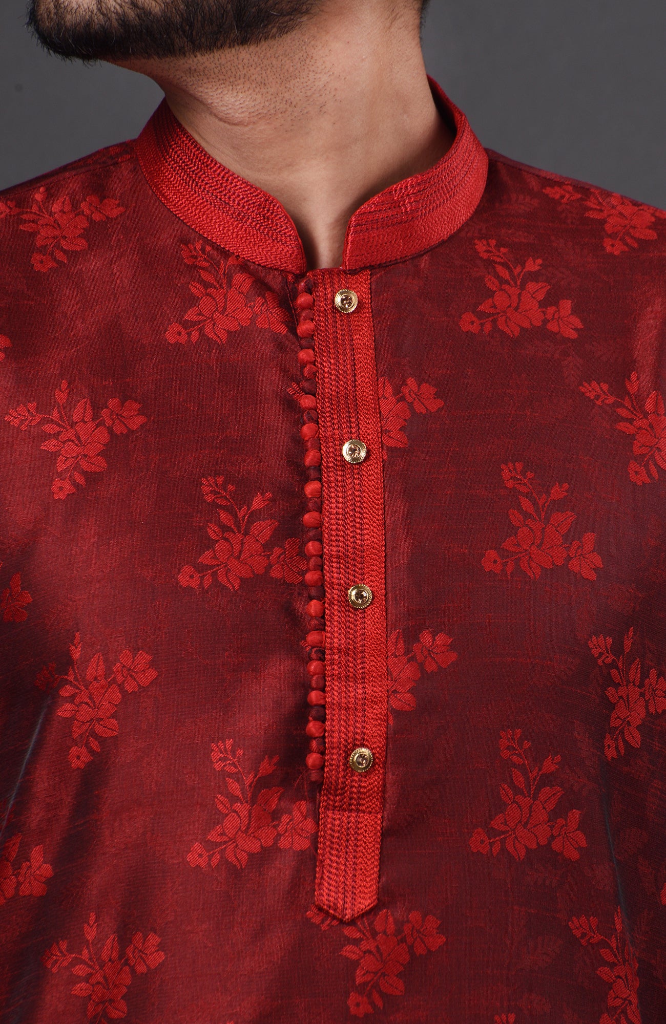 HAMSAFAR Men’s Dark Red Polyester Party Wear Kurta