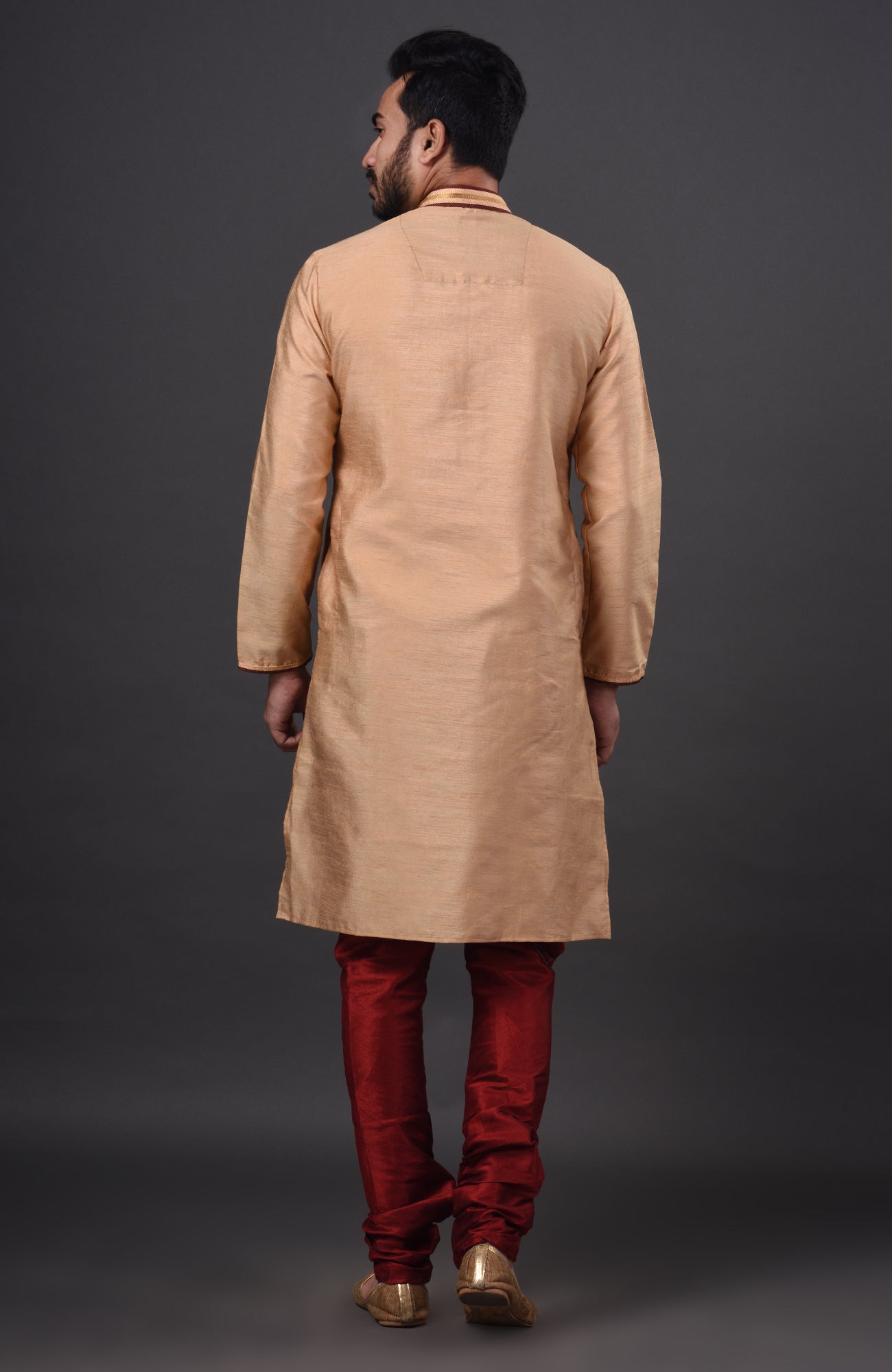 HAMSAFAR Men’s Biscuit Silk Casual Kurta