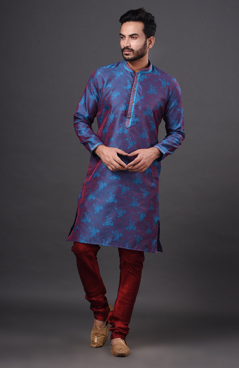 HAMSAFAR Men’s Violet Polyester Party Wear Kurta