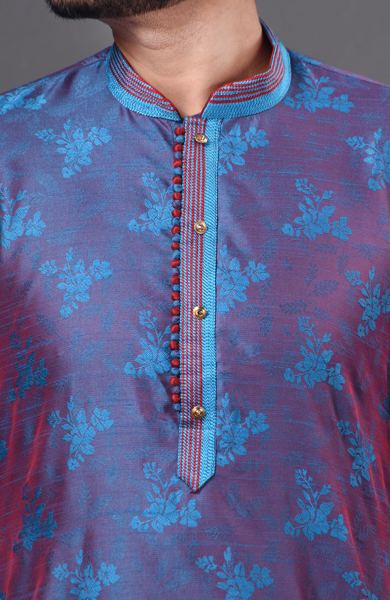 HAMSAFAR Men’s Violet Polyester Party Wear Kurta