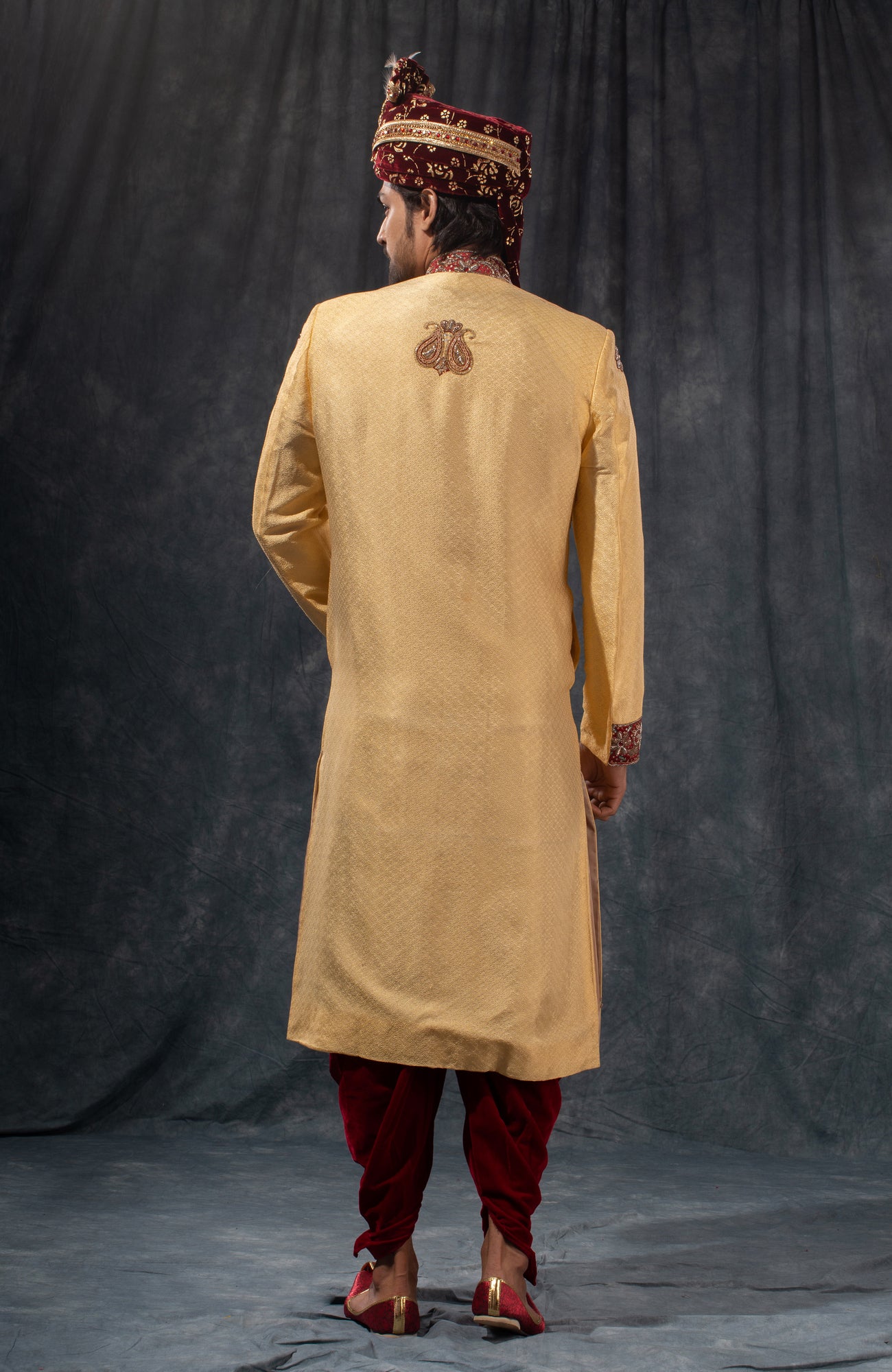 HAMSAFAR Men’s Biscuit Tusser Poly Viscose  Sherwani