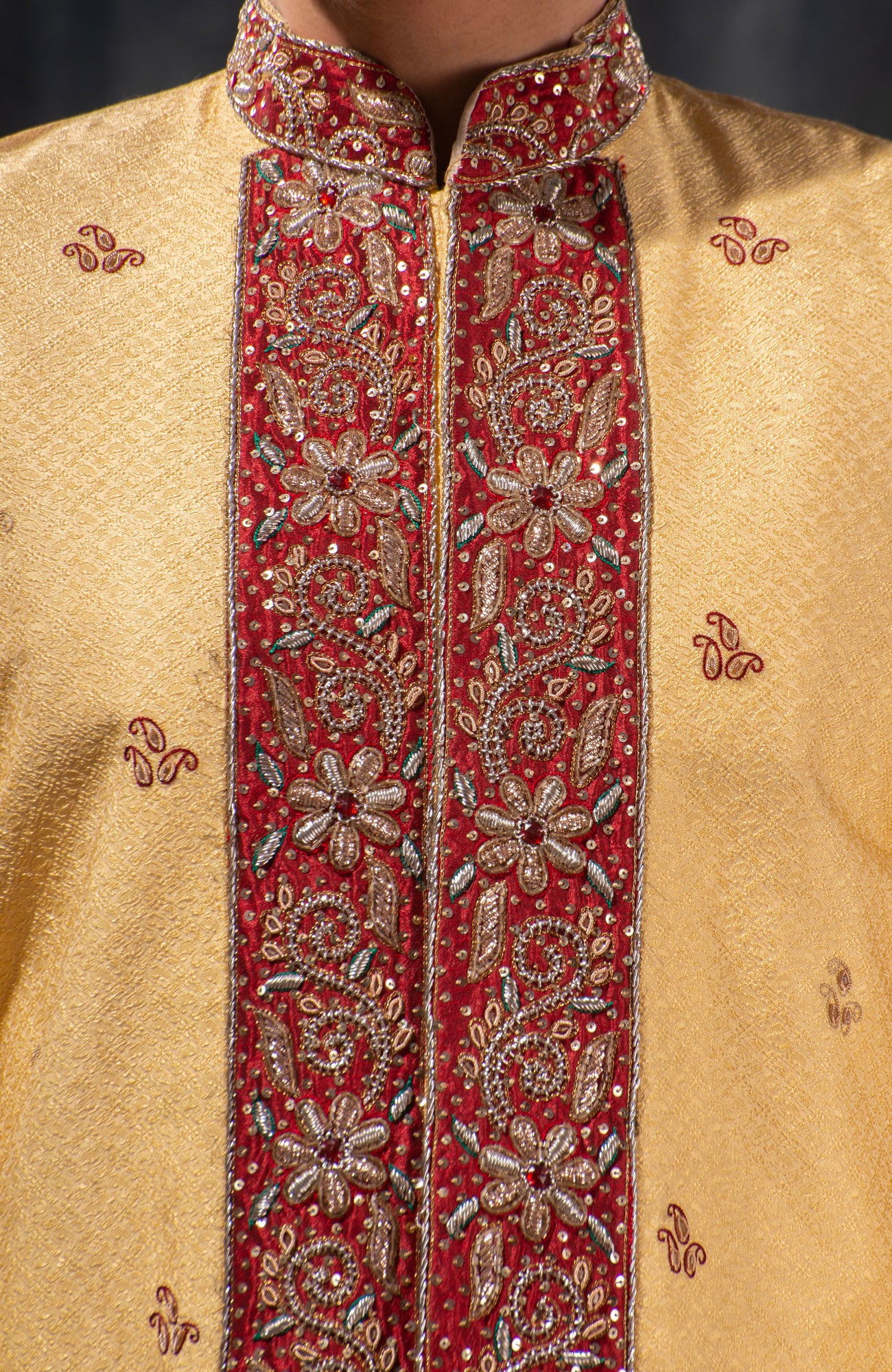 HAMSAFAR Men’s Biscuit Tusser Poly Viscose  Sherwani