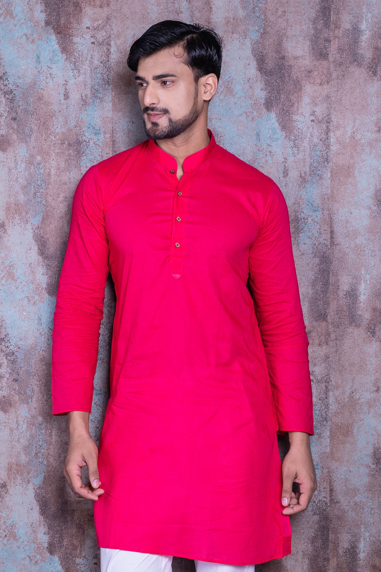 HAMSAFAR Men’s Pink Cotton Casual Kurta