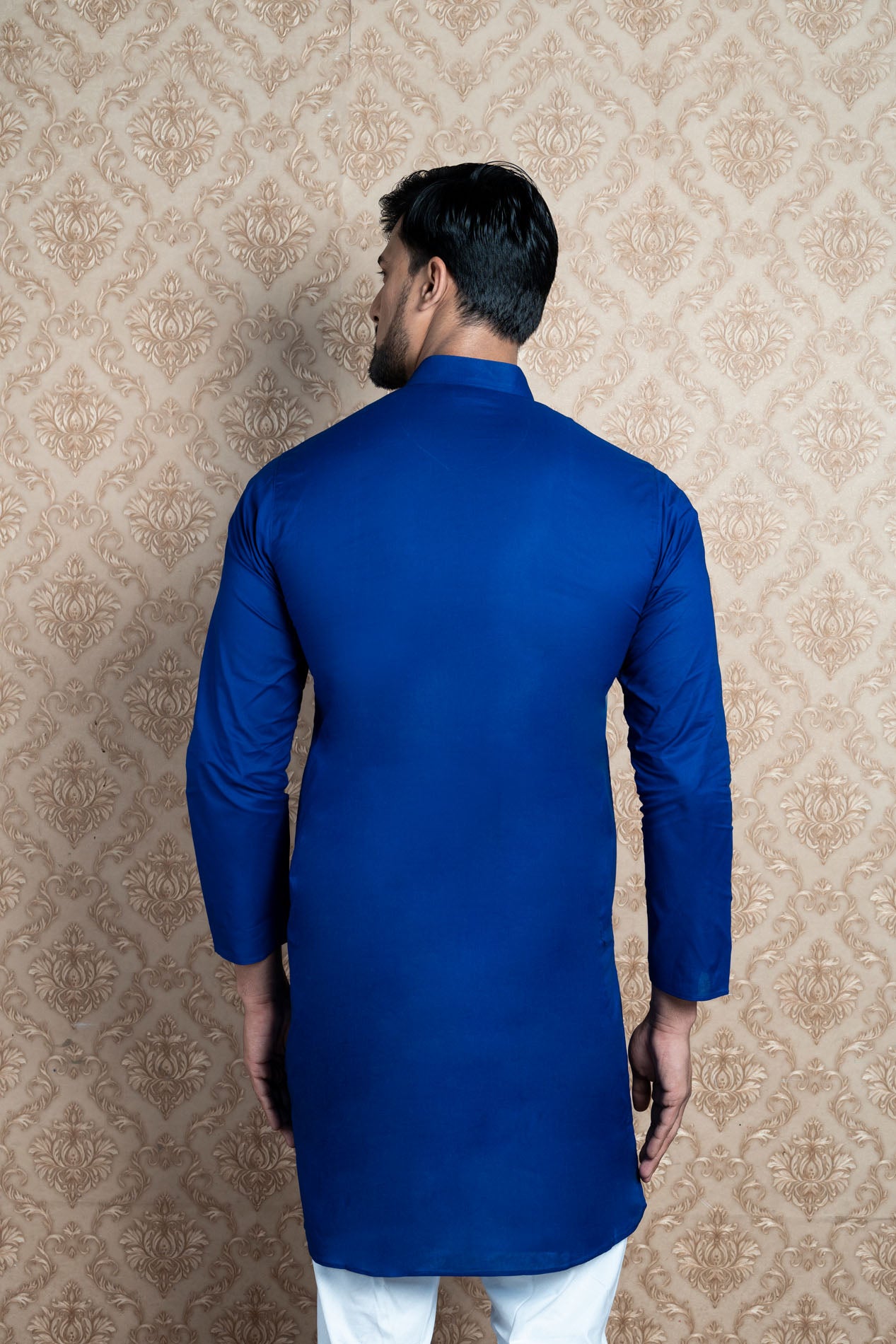 HAMSAFAR Men’s Navy Blue Cotton Casual Kurta