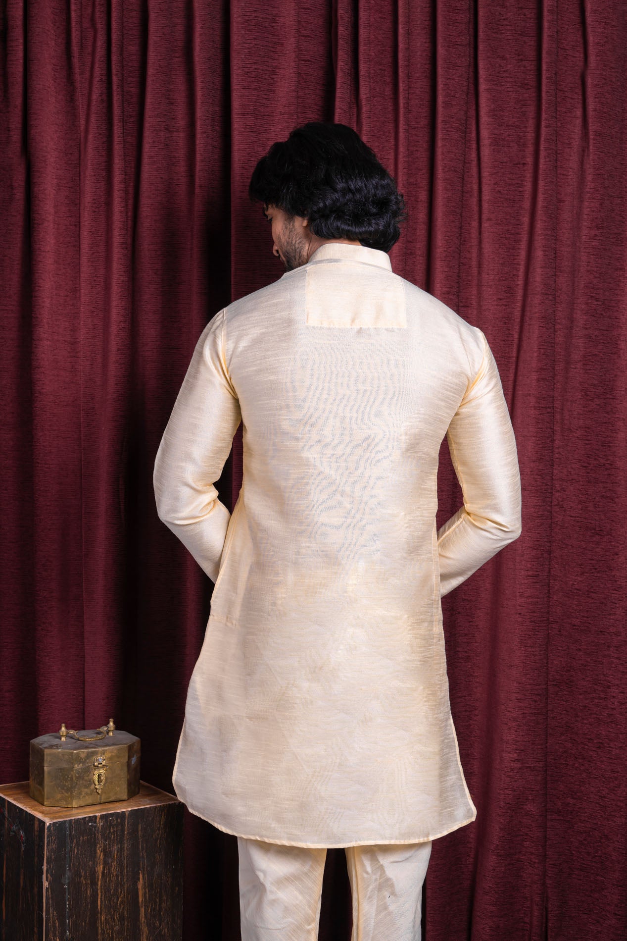 HAMSAFAR Men’s Cream Silk Casual wear Kurta