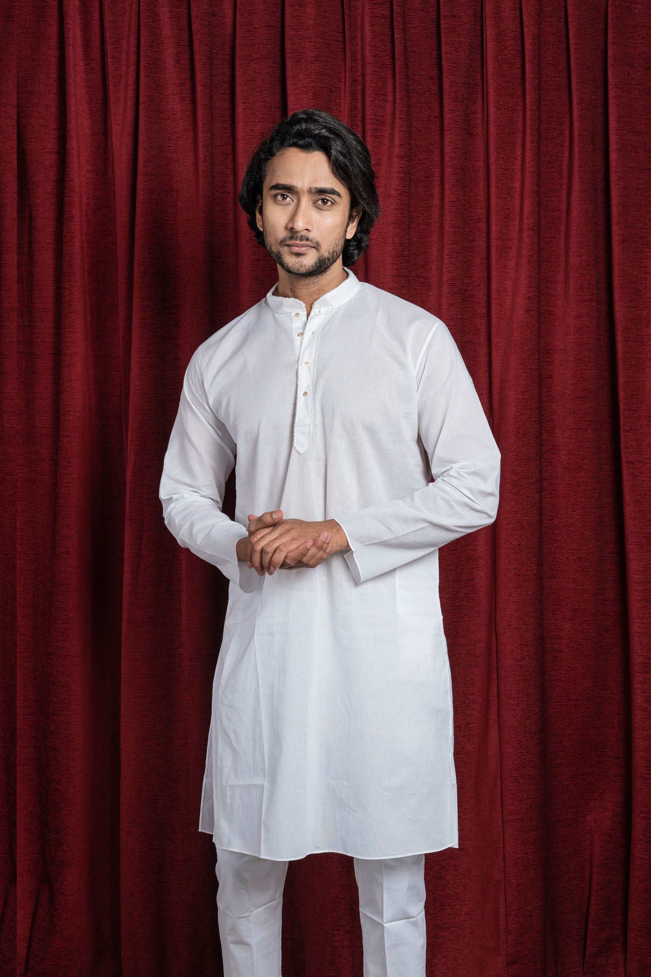 HAMSAFAR Men’s White Cotton Casual Kurta