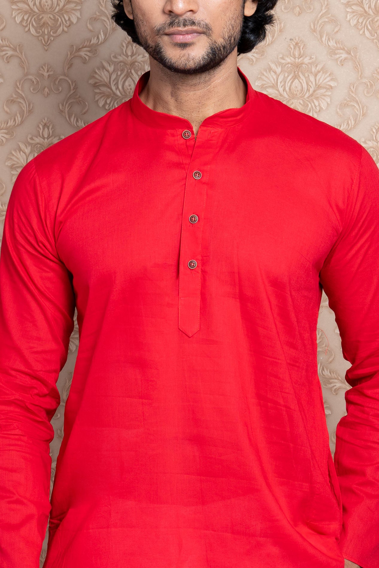 HAMSAFAR Men’s Red Cotton Casual Kurta