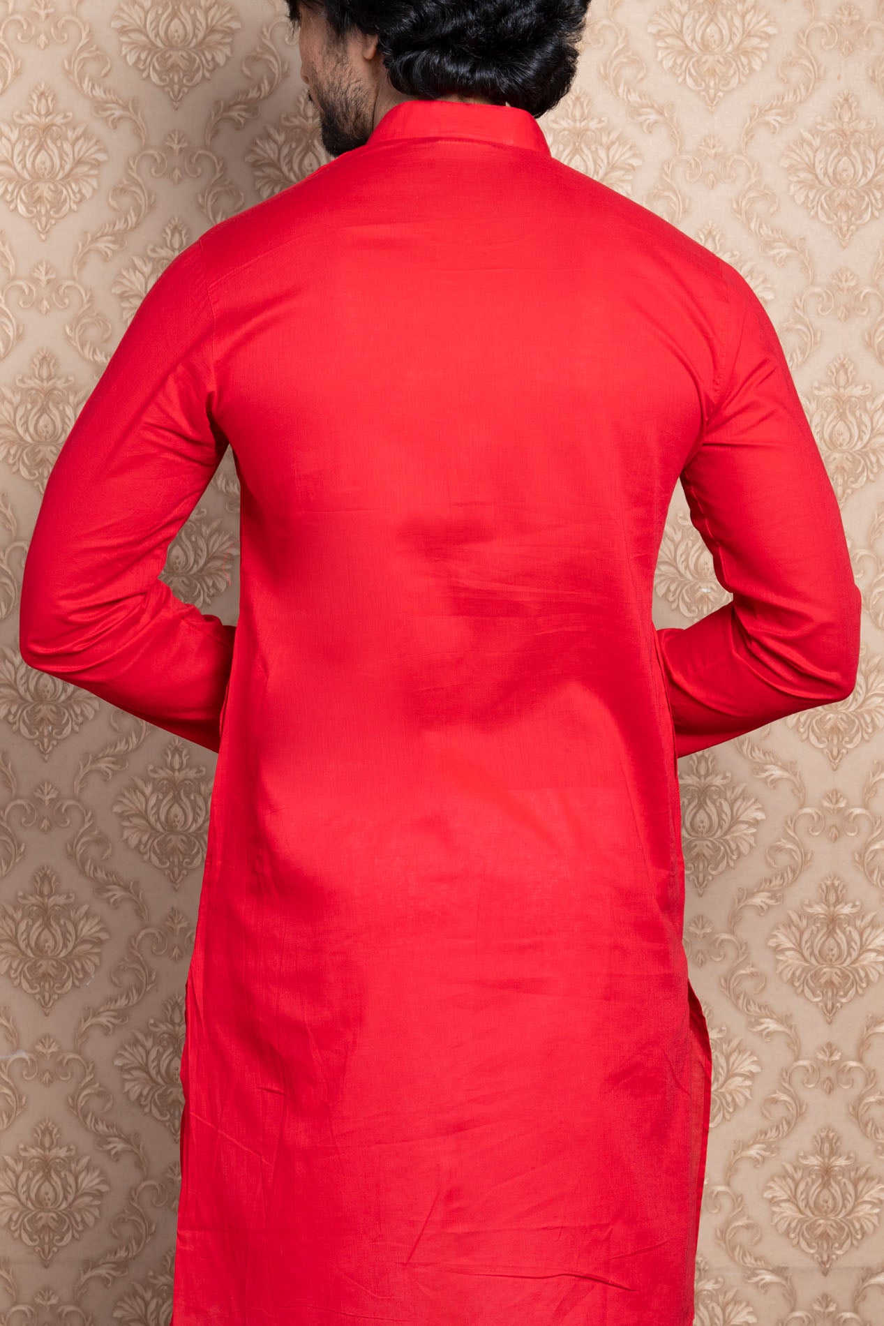 HAMSAFAR Men’s Red Cotton Casual Kurta