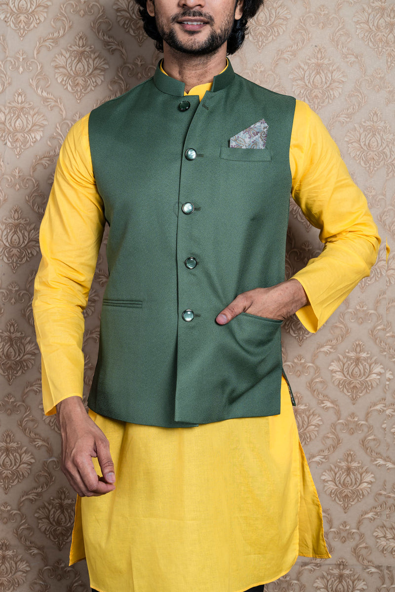 Dark green nehru clearance jacket