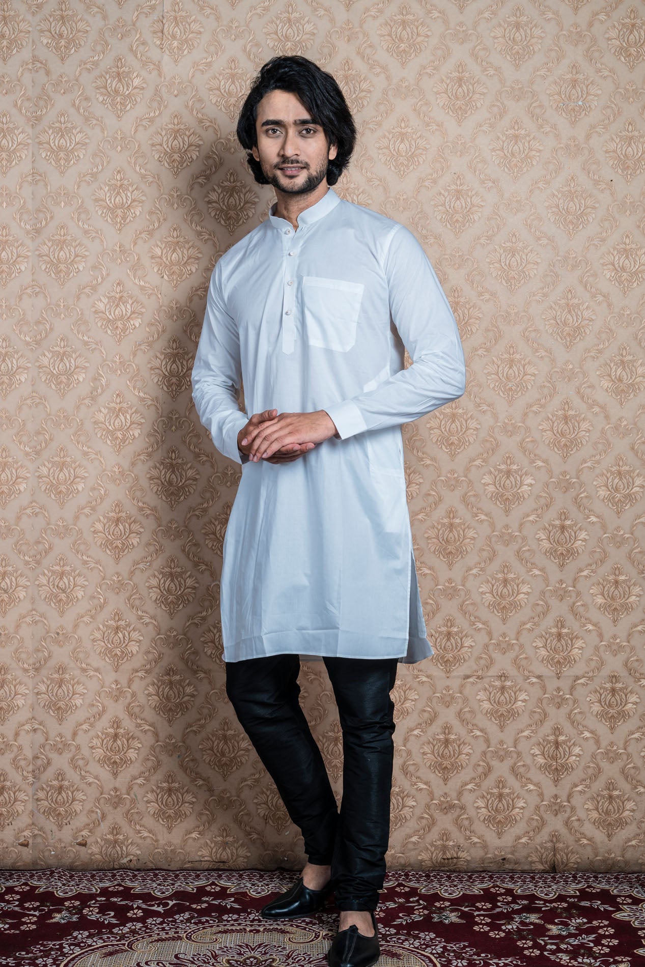 HAMSAFAR Men’s Sky Blue Cotton Casual Kurta