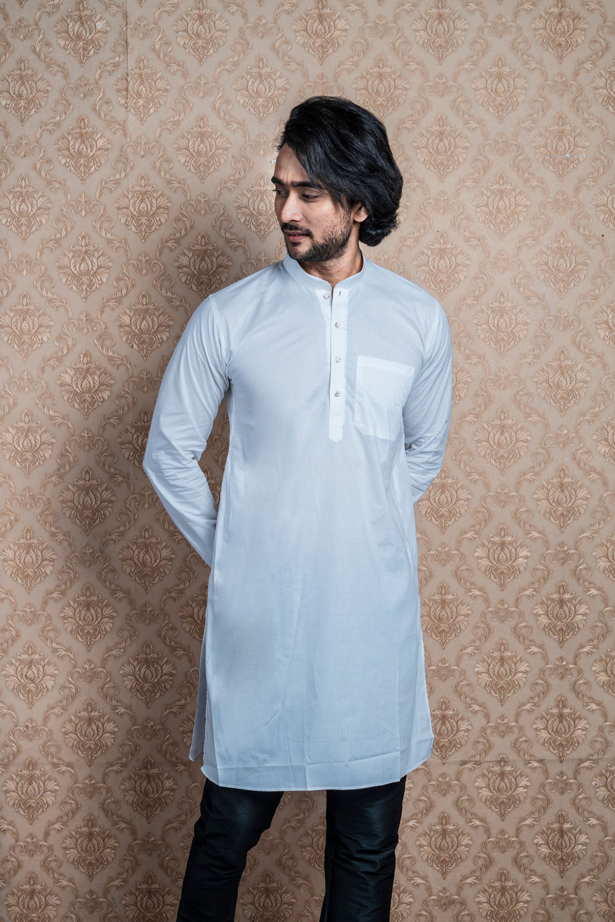 HAMSAFAR Men’s Sky Blue Cotton Casual Kurta