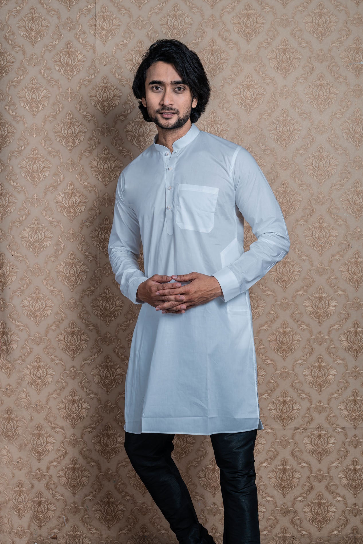 HAMSAFAR Men’s Sky Blue Cotton Casual Kurta