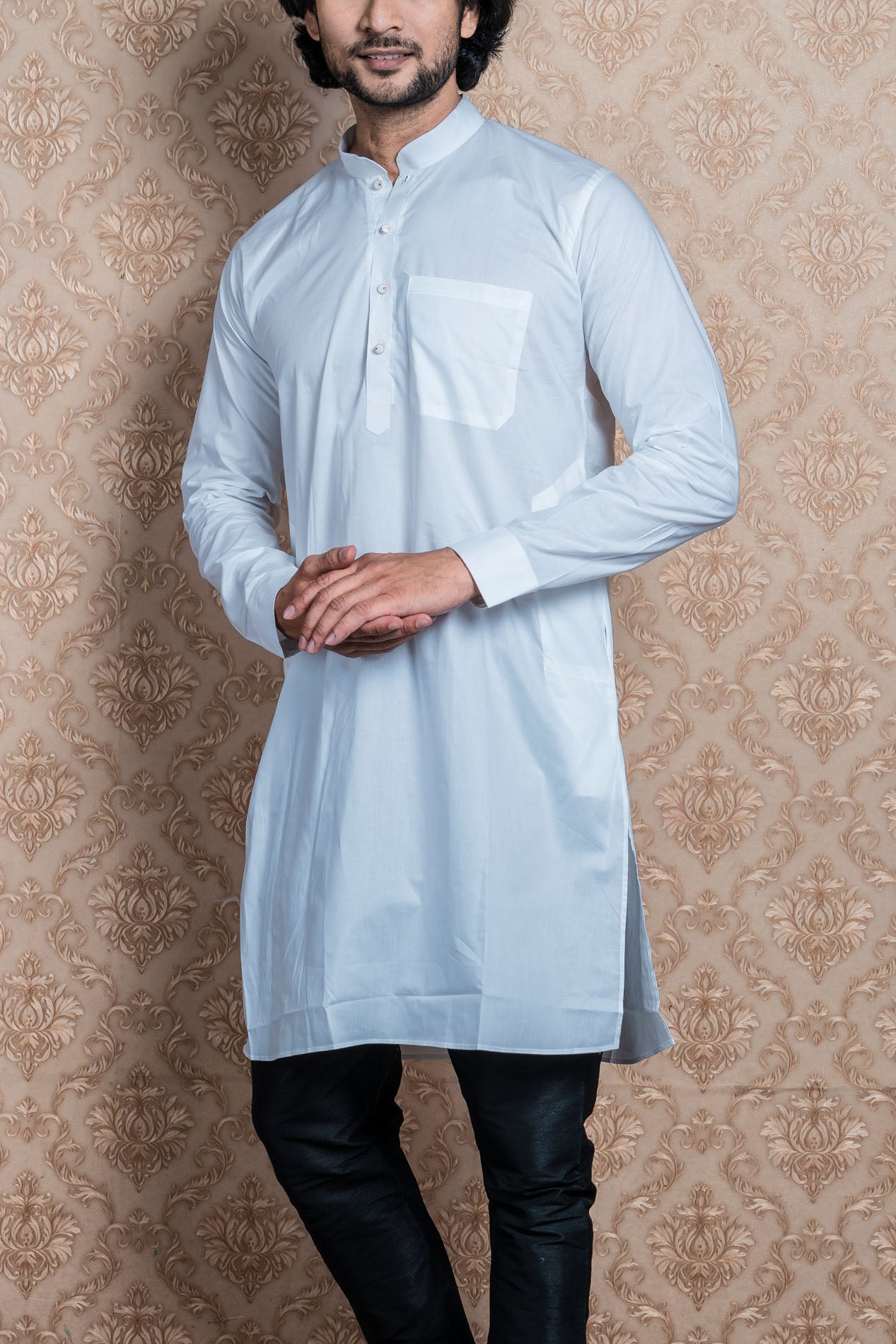 HAMSAFAR Men’s Sky Blue Cotton Casual Kurta