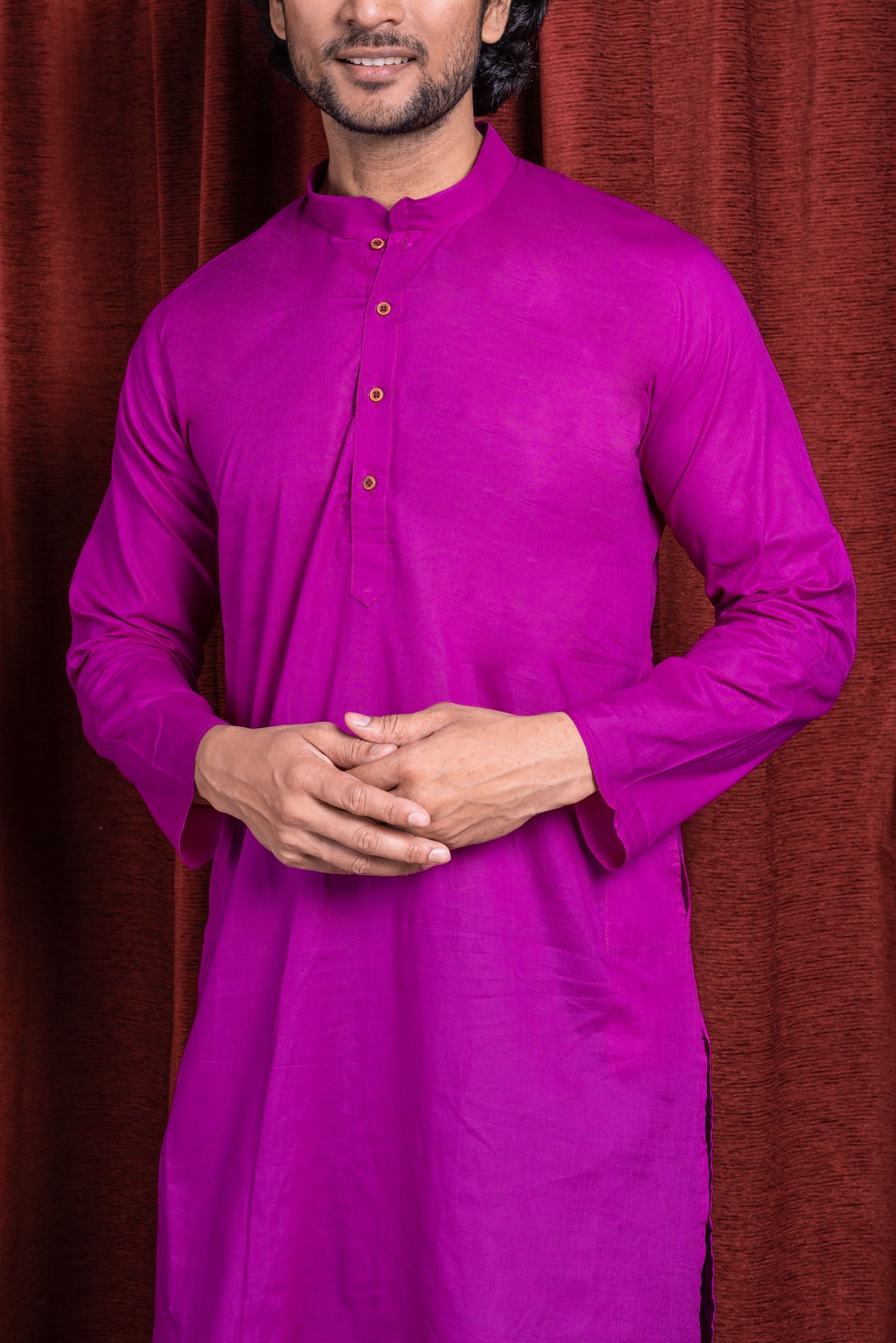 HAMSAFAR Men’s Purple Cotton Casual Kurta