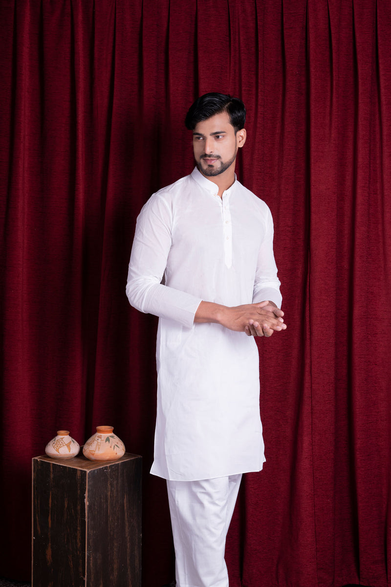 Buy Off White Dupion Art Silk Kurta Pajama for Men (NMK-3291) Online